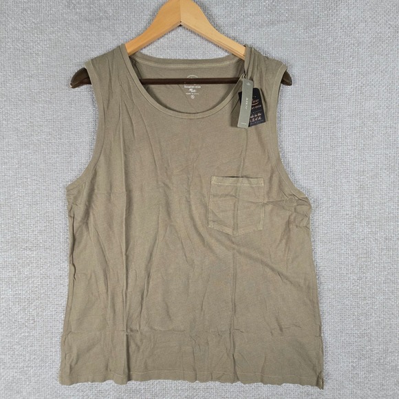 J.Crew Tops - J.Crew Garment-Dyed Cotton Pocket Tank Top Olive Green F1431 Made in USA XL